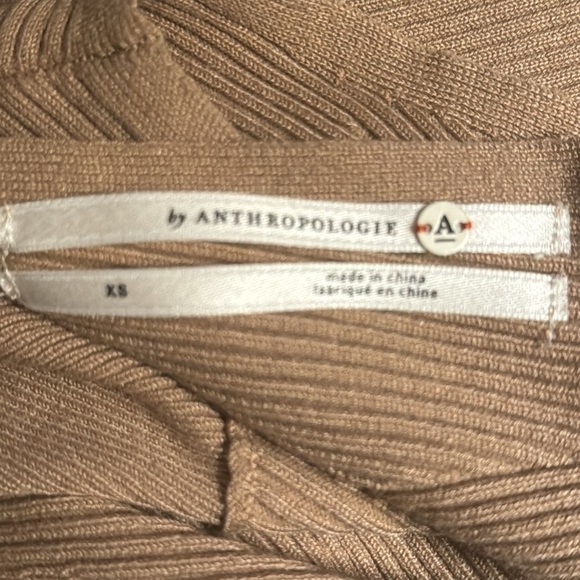 Anthropologie‎ Knit mock neck sleeveless midi sweater dress in camel tan Sz XS - Picture 8 of 13